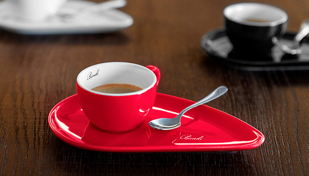 Kávový šálek s podšálkem BANDI, Espresso 80 ml, červený