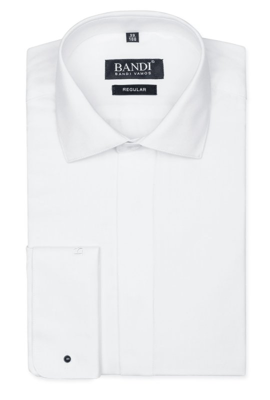 Bílá slavnostní košile s dvojitou manžetou REGULAR Delladux
