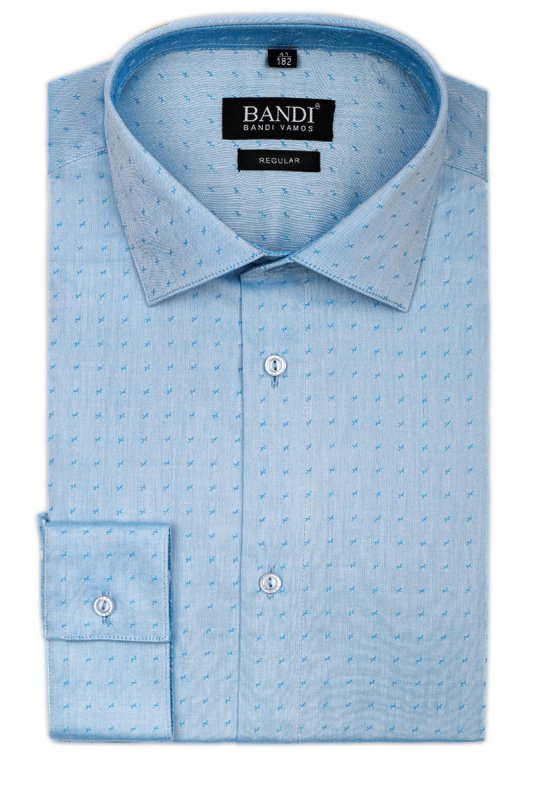 Modrá pánská košile s ozdobným prošíváním REGULAR Ermino