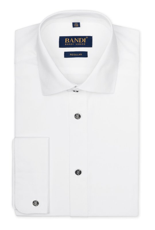 Bílá pánská košile s dvojitou manžetou REGULAR Lucedux
