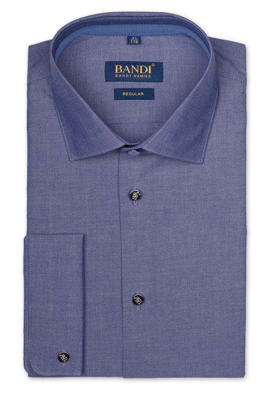 Modrá společenská košile s dvojitou manžetou REGULAR Lisco