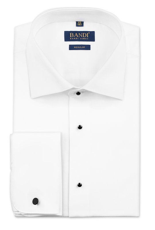 Bílá pánská košile s dvojitou manžetou REGULAR Naive