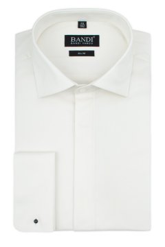 Pánská košile krémové barvy s dvojitou manžetou SLIM Catedux