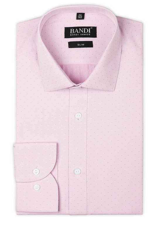 Světle růžová pánská košile s jemným vzorem SLIM Fineli