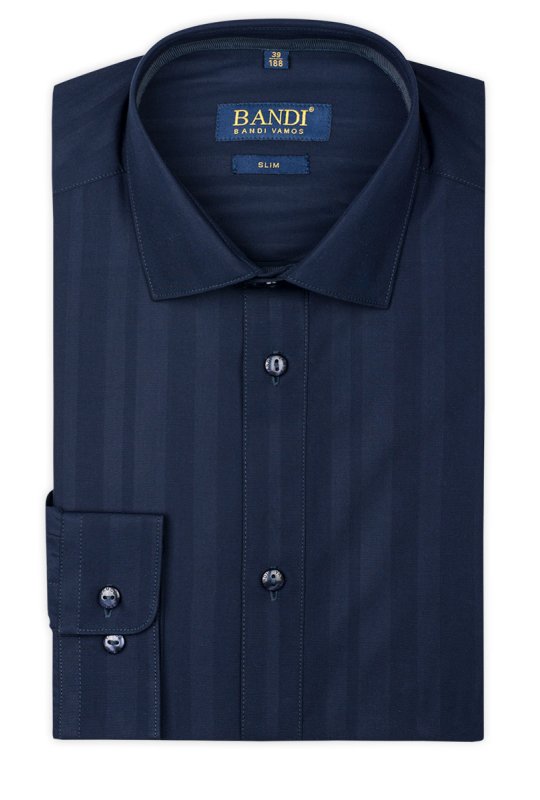 Tmavě modrá proužkovaná košile SLIM Luxed