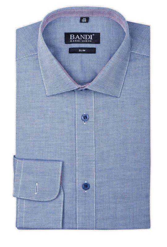 Tmavě modrá pánská košile s jemnou texturou SLIM Scalia