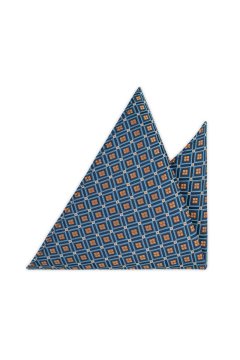 Modrý čtvercový kapesníček do saka s žlutým geometrickým vzorem Filio 01