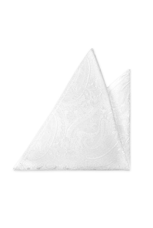 Bílý vzorovaný svatební kapesníček do saka Feanio