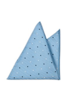 Světle modrý kapesníček do saka s bílými a černými puntíky Ponti