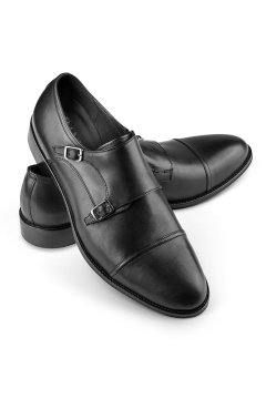 Černé pánské kožené monk boty Nicone