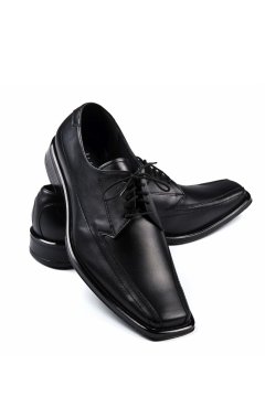 Černé pánské kožené boty s rovnou špičkou Corridore