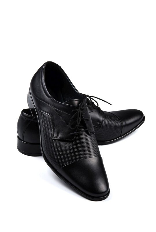 Černé pánské kožené boty se zaoblenou špičkou Capone