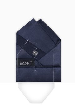 Lesklý tmavě modrý poskládaný kapesníček do saka Special s výztuží