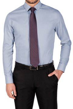 Modrá pánská košile FORMAL Delocio na postavě s kravatou