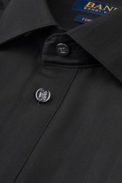 Detail černé proužkované pánské košile FORMAL Lucedux
