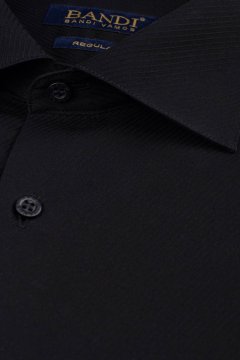 Detail látky černé pánské košile REGULAR Fondaco