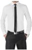 Bílá pánská košile s dvojitou manžetou REGULAR Lucedux na postavě s černou kravatou