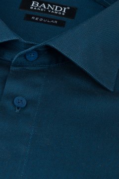 Detail látky pánské košile petrolejové barvy REGULAR Oscano