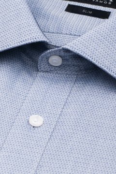 Detail textury látky modré pánské košile SLIM Caprile