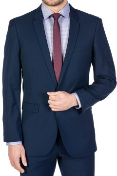 Světle modrá károvaná košile SLIM Quadro v modrém obleku