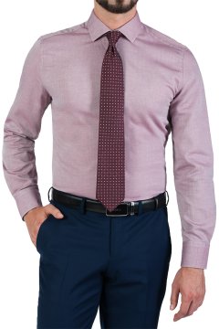 Růžová pánská košile s texturou SLIM Scalia na postavě s kravatou