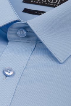 Detail látky modré pánské košile SLIM Silvio