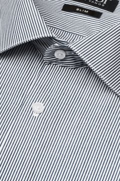Detail šedobílé pruhované košile SLIM Strisso