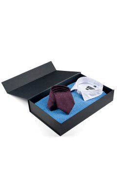 Velká černá dárková krabice BANDI Donno se svetrem, košilí a kravatou uvnitř