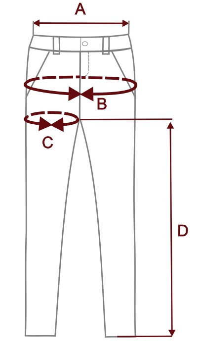 Rozměrová tabulka pánských kalhot MARAGO SS2021