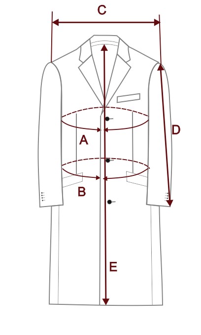 Rozměrová tabulka Pánského kabátu TAILORED MAZZARELI, EMPOLIO, MONTONE AW 22/23