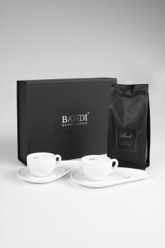 Porcelánové šálky s kávou BANDI, Bianco, dárkový box