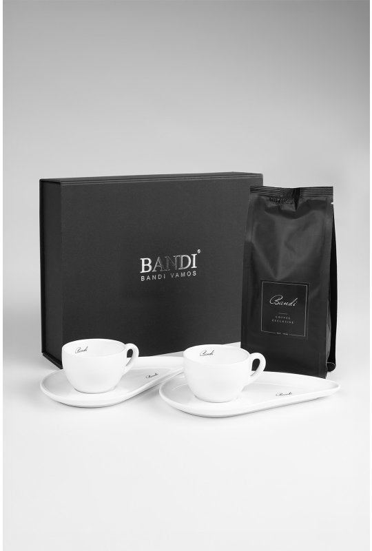 Porcelánové šálky s kávou BANDI, Bianco, dárkový box