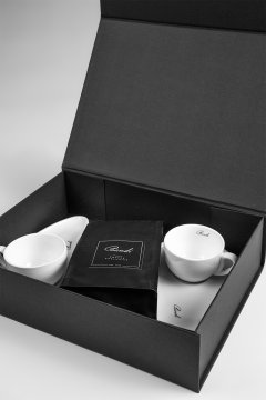 Porcelánové šálky s kávou BANDI, Bianco, dárkový box