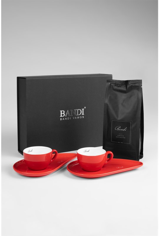 Porcelánové šálky s kávou BANDI, Rosso, dárkový box