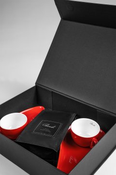 Porcelánové šálky s kávou BANDI, Rosso, dárkový box