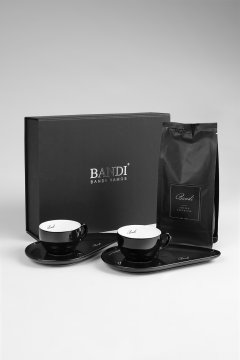 Porcelánové šálky s kávou BANDI, Nero, dárkový box