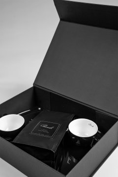 Porcelánové šálky s kávou BANDI, Nero, dárkový box