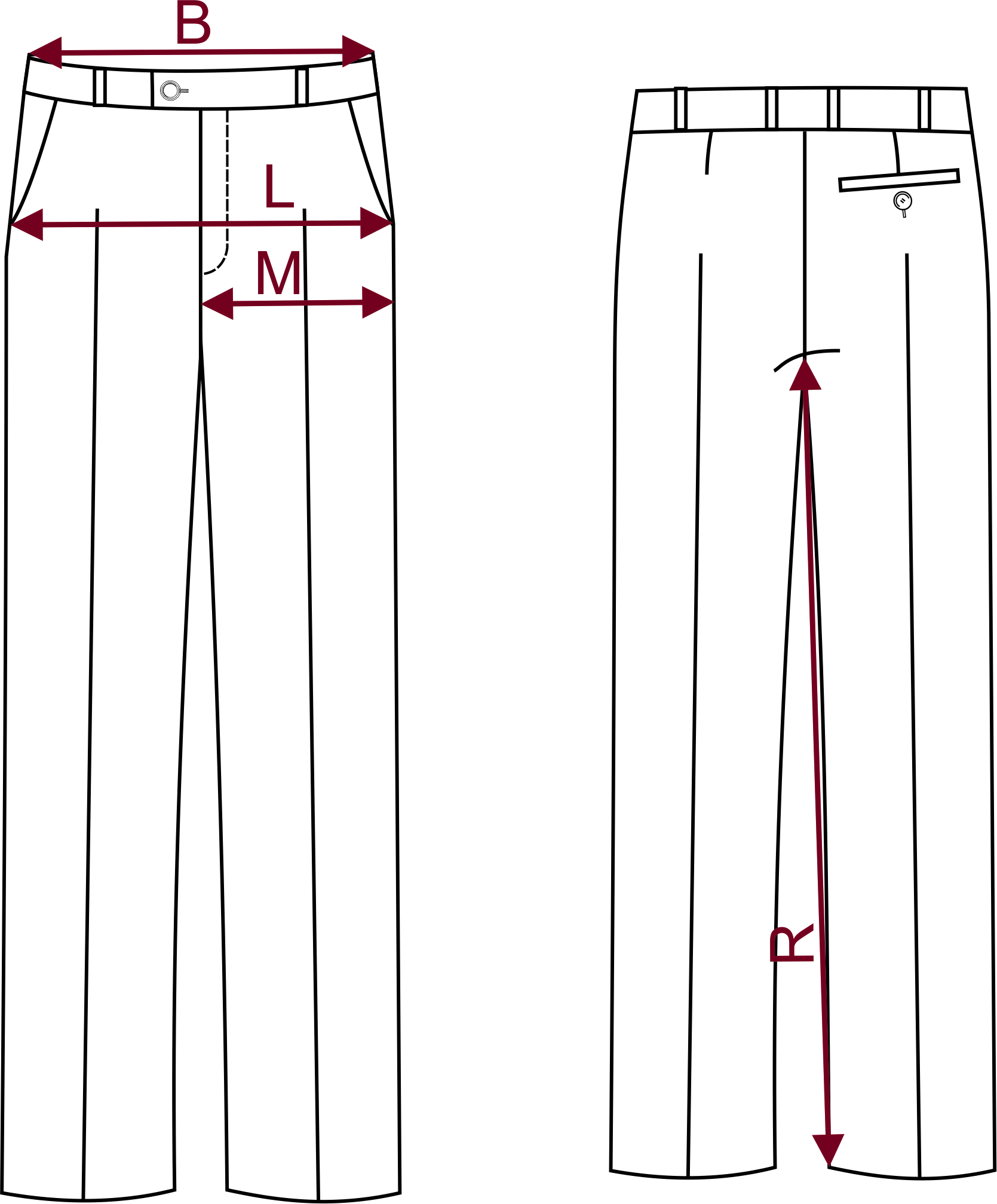 Rozměrová tabulka pánských kalhot AW25/26 TAILORED ULTRA FIT ARCIBOLO