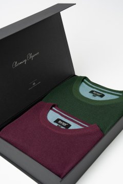 Set pánských svetrů EDGARO Emerald a Marsala, 2 ks v dárkovém boxu