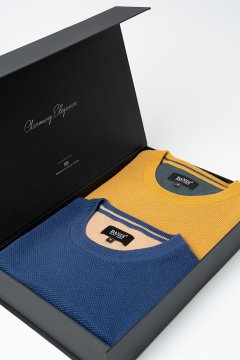 Set pánských svetrů EDGARO Ochre a Indaco, 2 ks v dárkovém boxu