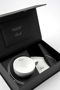 Porcelánový šálek na kávu BANDI Bianco, 80 ml, v dárkovém boxu