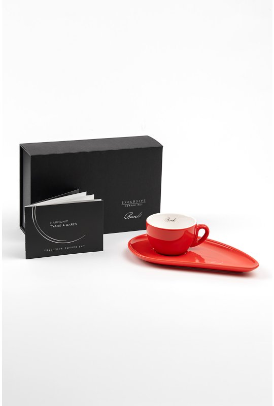 Porcelánový šálek na kávu BANDI Rosso, 80 ml, v dárkovém boxu