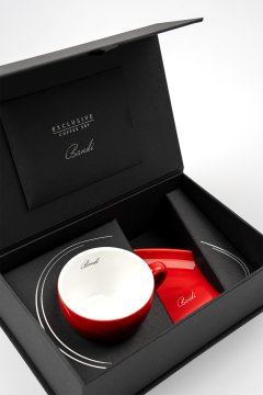 Porcelánový šálek na kávu BANDI Rosso, 80 ml, v dárkovém boxu