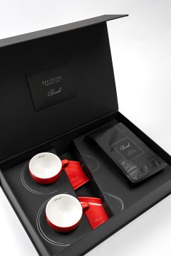 Porcelánové šálky s kávou BANDI, Rosso, v dárkovém boxu