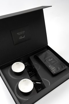 Porcelánové šálky s kávou BANDI, Nero, v dárkovém boxu