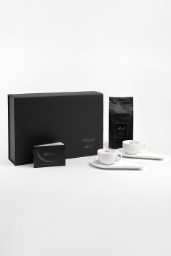 Porcelánové šálky s kávou BANDI, Bianco, v dárkovém boxu