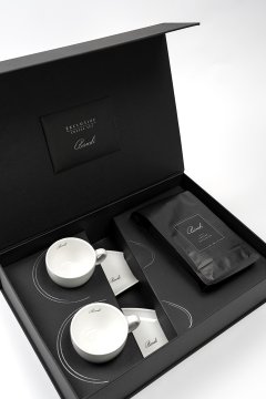 Porcelánové šálky s kávou BANDI, Bianco, v dárkovém boxu