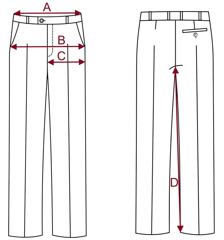 Rozměrová tabulka kalhot STF SS26 - SALGADO