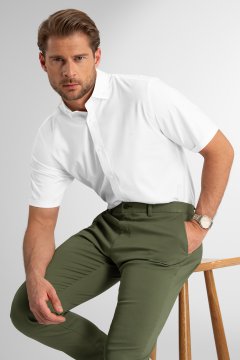 Pánská košile s krátkým rukávem BANDI, model REGULAR LEGERO Bianco