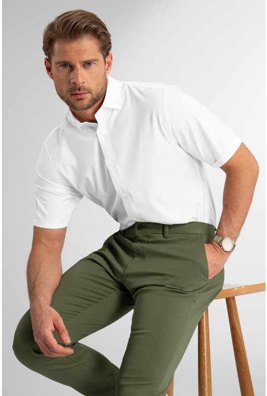 Pánská košile s krátkým rukávem BANDI, model REGULAR LEGERO Bianco